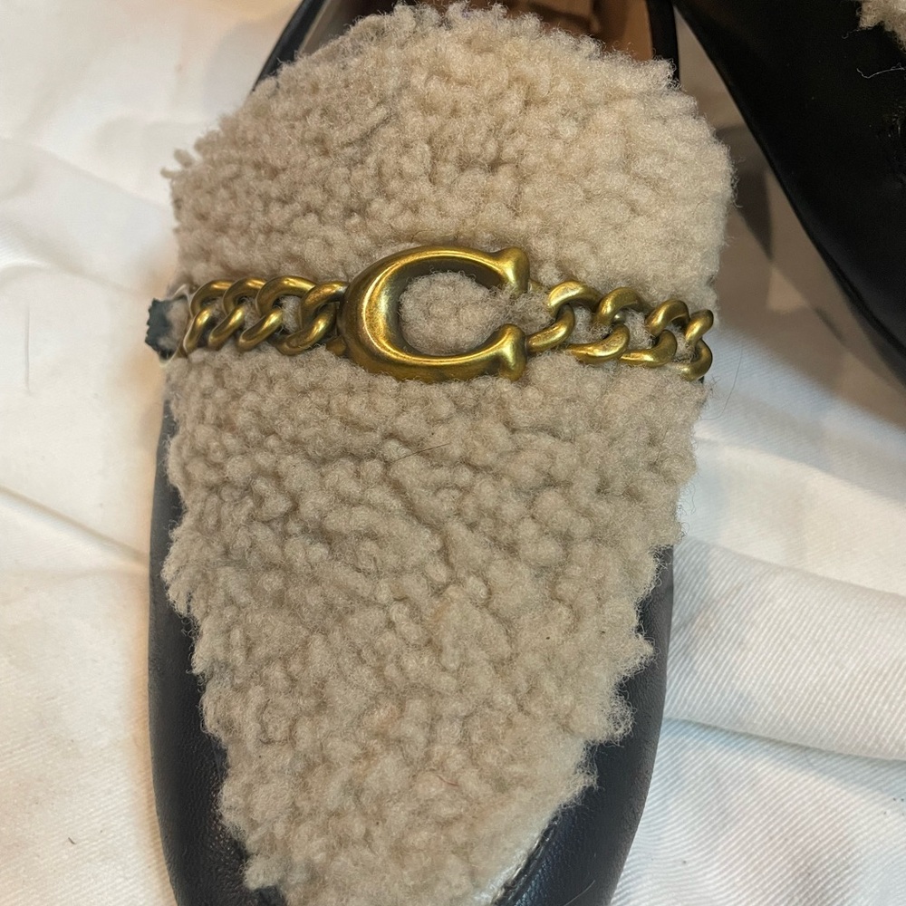 COACH Helena Convertible Loafer wiith Genuine Shearling Trim, Black, Size 6 - Picture 2 of 8